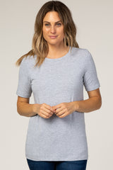 Heather Grey Short Sleeve Maternity Top