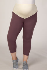 PinkBlush Dusty Mauve Cropped Maternity Plus Legging