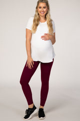 PinkBlush Burgundy Solid Basic Maternity Leggings