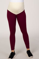 PinkBlush Burgundy Solid Basic Maternity Leggings