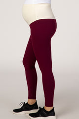 PinkBlush Burgundy Solid Basic Maternity Leggings