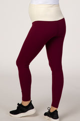 PinkBlush Burgundy Solid Basic Maternity Leggings