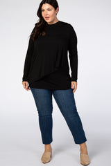 PinkBlush Black Long Sleeve Draped Plus Nursing Top