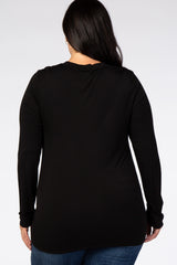 PinkBlush Black Long Sleeve Draped Plus Nursing Top