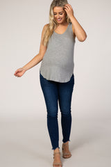 Grey Ribbed Maternity Tank