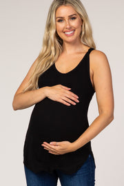 Black Ribbed Maternity Tank