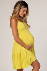 Lime Yellow Tiered Maternity Tank Dress