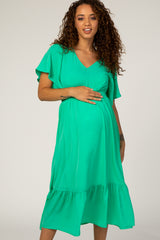 Jade Chiffon Flowy Maternity Midi Dress