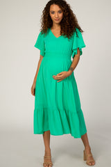 Jade Chiffon Flowy Maternity Midi Dress