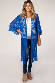 Royal Blue Mesh Lace Maternity Cover Up