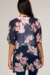 Navy Floral Cover Up