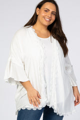 Ivory Crochet Lace Trim Maternity Plus Cover Up