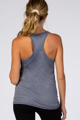 Navy Blue Ruched Racerback Maternity Tank Top