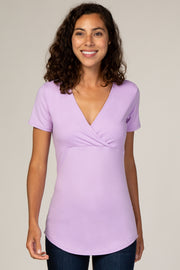 Lavender Short Sleeve Wrap Nursing Top