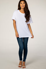 White Cuffed Sleeve Basic Tee