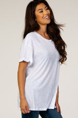 White Cuffed Sleeve Basic Tee