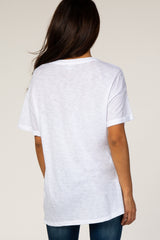 White Cuffed Sleeve Basic Tee