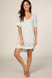 Grey Floral Thermal Sleep Dress