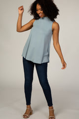 Dusty Green Mock Neck Maternity Tank Top