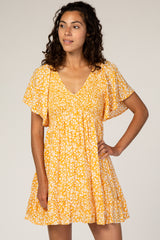 Yellow Floral Smocked Ruffle Dress