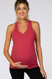 Coral Solid Active Racerback Maternity Tank Top