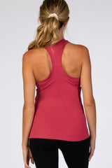 Coral Solid Active Racerback Maternity Tank Top