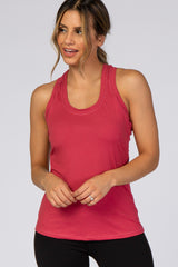 Coral Solid Active Racerback Maternity Tank Top