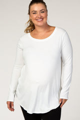 Ivory Basic Long Sleeve Plus Maternity Shirt