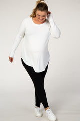 Ivory Basic Long Sleeve Plus Maternity Shirt