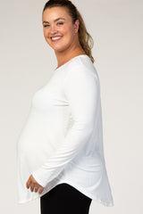 Ivory Basic Long Sleeve Plus Maternity Shirt