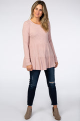 Mauve Textured Rib Tiered Maternity Top