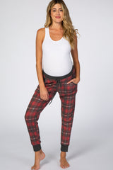 Red Plaid Maternity Pajama Pants