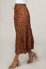 Rust Pleated Animal Print Maxi Skirt