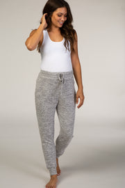 Heathered Grey Soft Maternity Jogger Pants