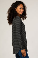 Black Charcoal Striped Top