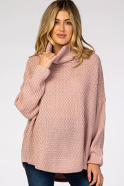 Mauve Cowl Neck Knit Maternity Sweater