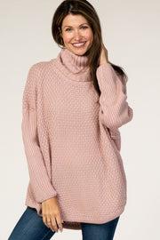 Mauve Cowl Neck Knit Sweater