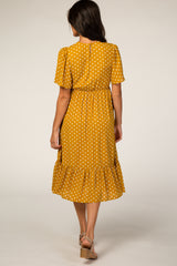 Mustard Polka Dot Flowy Accent Nursing Dress