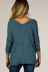 Teal V-Neck Dolman Sleeve Maternity Top