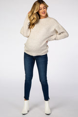 Beige Soft Brushed Ribbed Maternity Sweater