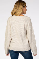 Beige Soft Brushed Ribbed Maternity Sweater