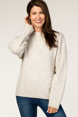 Beige Soft Brushed Ribbed Maternity Sweater