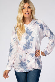 Grey Tie Dye Hooded Top