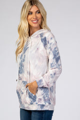 Grey Tie Dye Hooded Top