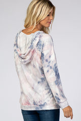 Grey Tie Dye Hooded Top