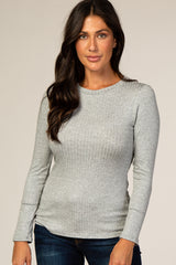 Heather Grey Ribbed Fitted Top