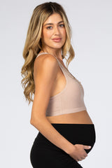 Taupe Crochet Front Mesh Strap Maternity Bralette