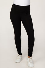 Black Foldover Fitted Maternity Leggings