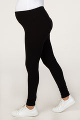 Black Foldover Fitted Maternity Leggings