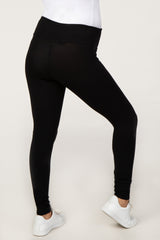 Black Foldover Fitted Maternity Leggings